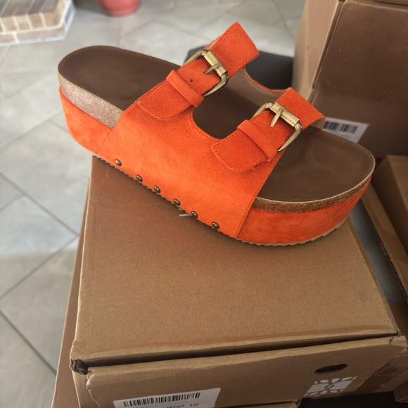 Orange Suede Platform Sandals - Picture 2 of 2